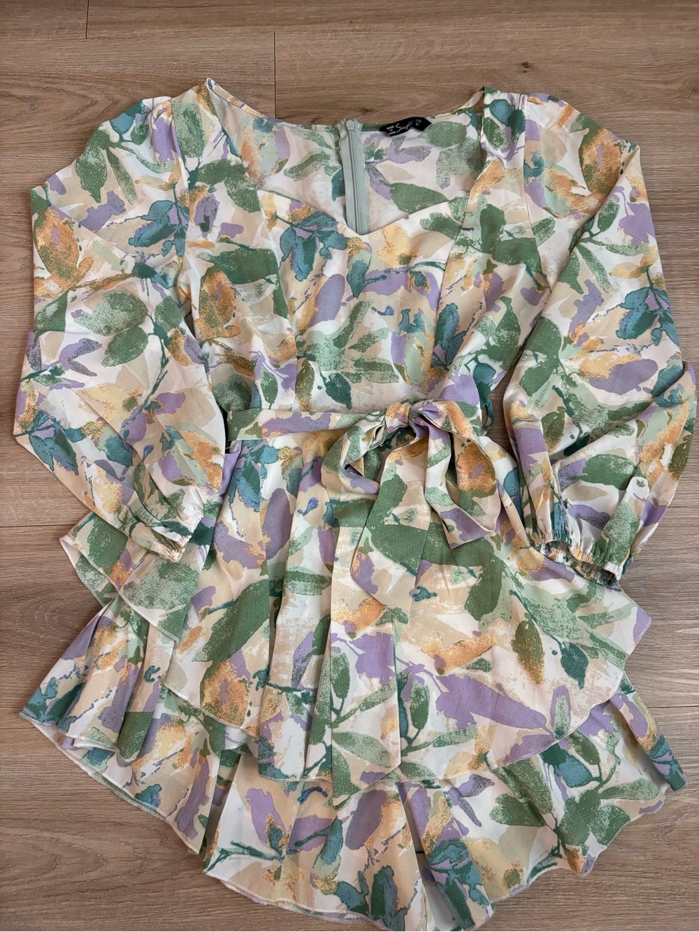 Simplee Green, Lavender & Cream Floral Watercolor Dress